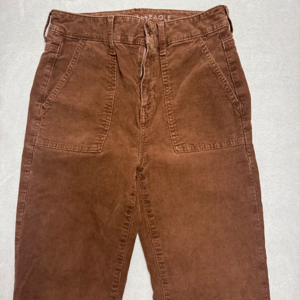 American Eagle Brown Corduroy Flare Pants High Rise Stretch Size 4 Regular - Picture 7 of 14